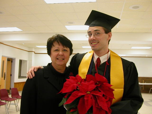 Mom with John and the Poinsettias