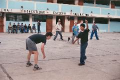 Americans vs. Peruvians, playing basketball.  It just wasn't fair